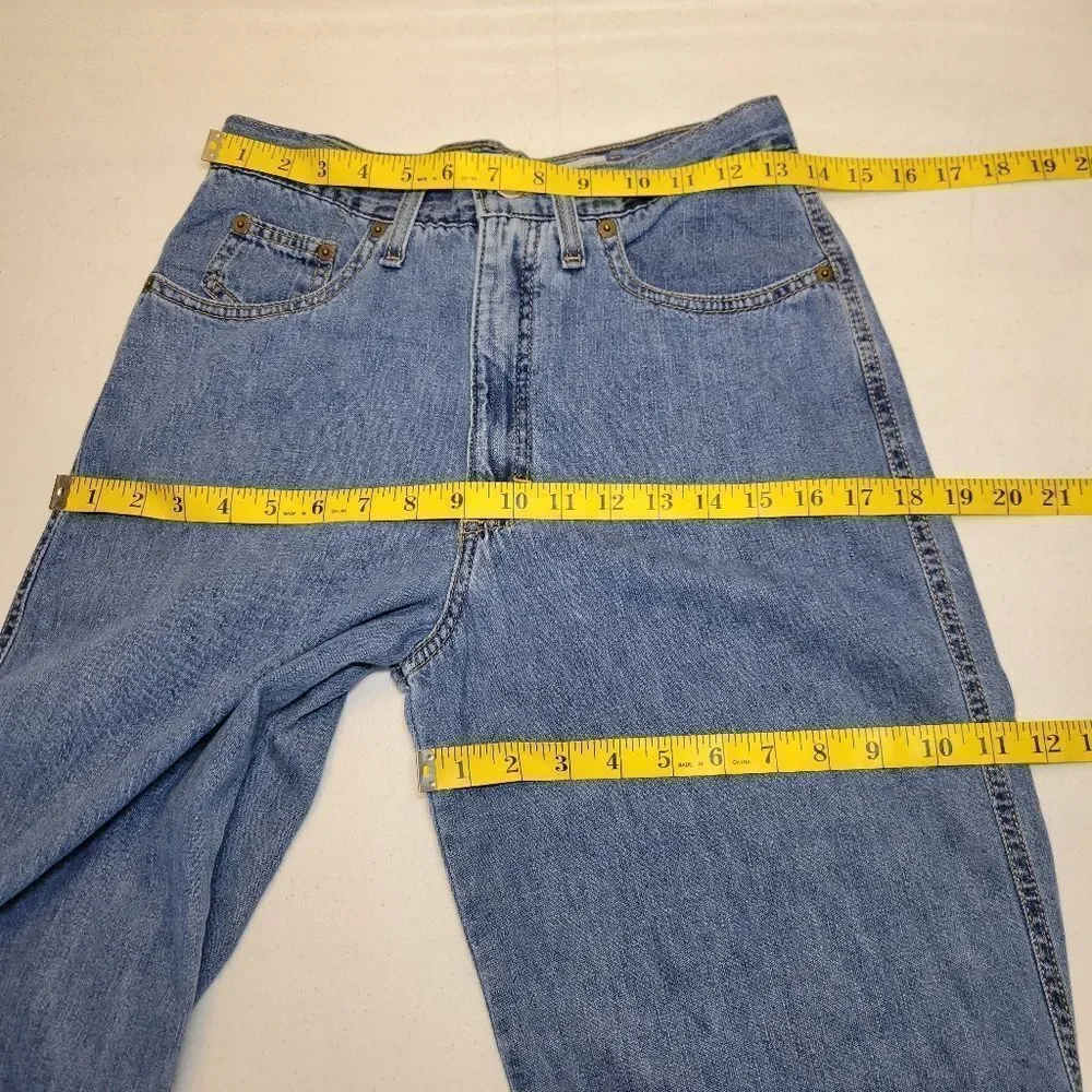 Zena Vintage Wide Straight Leg Blue Denim Jeans Back Waist Cinch Tab Baggy 90s